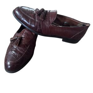 Stacy Adams Dress Shoes Mens Size 12 M Brown Genuine Snake Leather Tassel Loafer